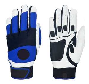 Baseball Batting Gloves Full Finger Pitcher Red Black <b>White</b> Leather Non-Slip Right Handed Adult All Seasons Hook Loop Closure - Product Image 4