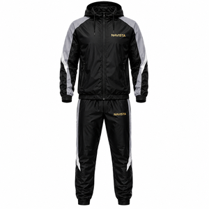 Custom Eco-Friendly <b>Men</b> <b>Polyester</b> Tracksuits Zip Nylon Hooded Windproof Waterproof Quick Dry Casual Solid <b>Jogger</b> Gym Sets Unisex - Product Image 2