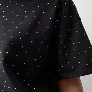 Custom <b>Rhinestone</b> Oversized Black T Shirt Women Loose Fit Cotton Tee Fashion Streetwear Casual <b>Top</b> Wholesale - Product Image 6