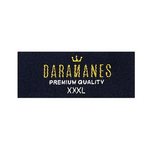 Etiquetas de damasco tejidas a medida con bordes cortados a láser - Etiquetas de tela lavables personalizadas para prendas, souvenirs o regalos. - Product Image 1