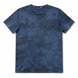 T-shirts en coton tricotés épais pour hommes, style vintage délavé à l'acide, coupe classique, avec logo personnalisé, effet délavé minéral, style streetwear rétro - Product Image 2