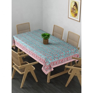 Couverture de table personnalisée en coton tissé avec impression de blocs floraux colorés pour la décoration de mariage - Product Image 2