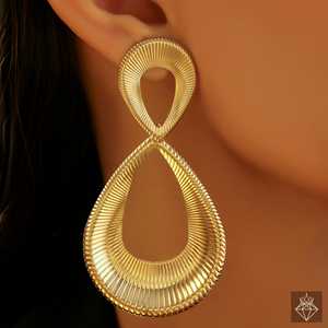 PRAO Pendientes colgantes finos elegantes chapados en oro antideslustre - Product Image 4