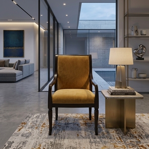 Fauteuil de salle à manger classique en bois massif avec pieds tournés, chaise d'appoint rembourrée en velours, mobilier d'ambiance pour hôtels et restaurants, meubles d'art pur - Product Image 2