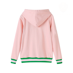 Sudadera con Capucha Estilo Hermandad Universitaria Rosa Personalizada con Botones en la Parte Superior, Logotipo Griego de Chenille, Fabricante Mayorista, Secado Rápido - Product Image 6