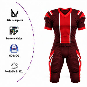 Ensemble d'uniformes de football américain personnalisés pour hommes, sublimés, col en V, manches courtes, polyester respirant, ajustés, toutes saisons - Product Image 4