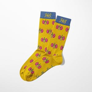 SPLENDID APPAREL Yellow Crew <b>Socks</b> with <b>Pink</b> Animal Pattern Knitted Polyester <b>Men's</b> Breathable Daily Wear Autumn Style - Product Image 4