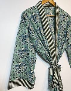 Kimono de Playa para Mujer, Estampado Floral Rojo, 100% Algodón, Cuello en V, Largo, Secado Rápido, Romántico, para Verano y Primavera, Suave - Product Image 1