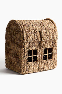 Cesta de almacenamiento tejida a mano con fibra natural de algas marinas, en forma de casa, con diseño de ventana, organizador decorativo para habitación infantil, decoración del hogar. - Product Image 4