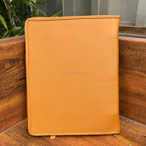 Multifunction Folder for Business Men & Women Zippered Hand Tooled Leather Portfolio With 3 Rings Folder Cowhide Binder Padfolio - Product Image 5