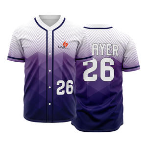 Camiseta de Béisbol/Sóftbol Personalizada al por Mayor, con Botones, Transpirable, de Secado Rápido, Unisex, para Adultos, 100% Poliéster, Manga Corta - Product Image 1