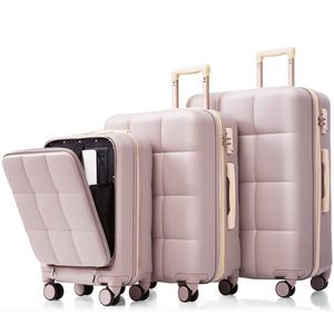 3 Piece 20-Inch ABS Hard Shell Luggage Sets with USB Port Front Opening Design Spinner Wheels Cup Holder - Product Image 1