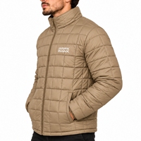 Veste matelassée moderne pour homme, vêtement d'extérieur matelassé en forme de losange, coupe-vent moderne, col montant, fermeture éclair, vêtement d'extérieur décontracté pour l'hiver