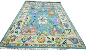 Alfombra Oushak anudada a mano de lana de alta calidad, nuevo diseño, 8x10, Rectangular, corredor antiguo, alfombra abstracta baja para sala de estar, algodón - Product Image 6