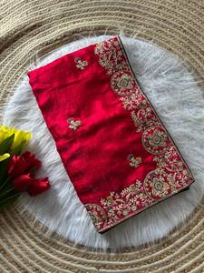Luxury Velvet Embroidered <b>Saree</b> <b>Blouse</b> For Women Designer Heavy Work <b>Blouse</b> Party Wear Wedding Ethnic Collection - Product Image 2