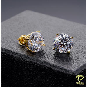 Boucles d'oreilles rondes tendance avec diamants de laboratoire en argent sterling 925, bijoux cloutés pour hommes et femmes - Product Image 3