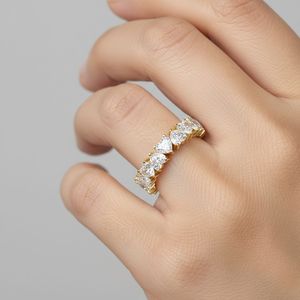 4.80CTW Heart Cut Prong <b>Set</b> Eternity <b>Ring</b> <b>Gold</b> Lab Grown Diamond Full Band Romantic Wedding Jewelry for Women - Product Image 3
