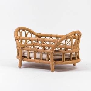 Cuna de muñecas de mimbre al por mayor, excelente precio, juguetes de simulación sostenibles para niños, cuna de muñecas de ratán - Product Image 6