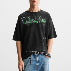Novedad 2026: Conjunto de camisetas unisex de algodón 100% de alta calidad, estilo vintage oversize, lavado ácido, con estampado DTG de personajes, transpirable. - Product Image 3