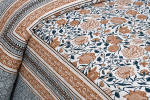 Hand Block Printed Cotton Flat <b>Sheet</b> 200TC All-Season Breathable Floral Pattern Washable Skin-Friendly Eco-Friendly Durable - Product Image 5