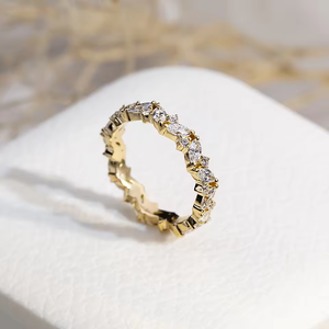 Women's Yellow Gold <b>Diamond</b> <b>Ring</b> Round Brilliant Cut G Color lab grownStone Classic Style Engagement Jewelry - Product Image 1