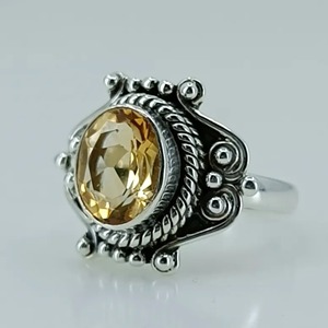 Anillo de Plata de Ley 925 con Citrino, Estilo Boho, para Mujer, Gema Amarilla Ovalada, Joyería, Piedra de Nacimiento de Noviembre - Product Image 4