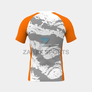 Men's Sports Rashguard <b>Shirt</b>-Stretch Spandex/Polyester Fitted Gym Apparel with Front Logo Option - Product Image 2