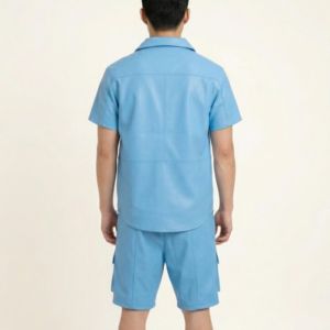 ชุดเซ็ตสองชิ้นสำหรับผู้ชาย เสื้อเชิ้ตแขนสั้นติดกระดุมและกางเกงขาสั้นคาร์โก้ ชุดลำลองสำหรับฤดูร้อน - Product Image 2