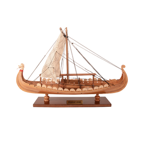 B036 - Modèle de petit navire viking, navire long en bois artisanal, décoration nautique, cadeau pour collectionneur, objet de présentation 40Lx23Wx31.8H cm - Product Image 1