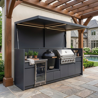 Cuisine extérieure de luxe avec barbecue, design moderne, résistant à l'humidité, en acier inoxydable 304, pour jardin