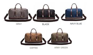 Sac de voyage en toile et cuir, fermeture éclair, imperméable, sac de week-end de haute qualité, LCTB-0096 - Product Image 3