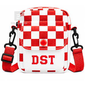 Custom Delta Sigma Theta Sorority Crossbody <b>Bag</b> with Embroidered Logo Front red <b>White</b> button Closure Casual Daily use for Female - Product Image 1