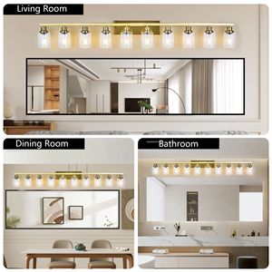 Modern 52-inch Gold Bathroom Vanity Lighting 10-<b>Light</b> Wall <b>Sconces</b> for Bedroom and Living Room - Product Image 5