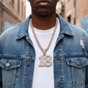 Collier pendentif Streetstyle 18 pour homme en argent sterling 925 plaqué, avec perle d'eau douce et moissanite taille brillant, idéal pour les fêtes et personnalisable - Product Image 3