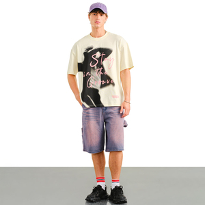 Clothing Manufacturer Custom Design Men's T-Shirt 2026 Y2K Streetwear Organic Cotton T-shirt for Men Regular Fit <b>Printed</b> Tees - Product Image 5
