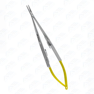 Portaagujas Castroviejo, fórceps quirúrgicos rectos de 18 cm, bloqueo de trinquete de carburo de tungsteno, mordazas dentadas, instrumentos médicos - Product Image 1