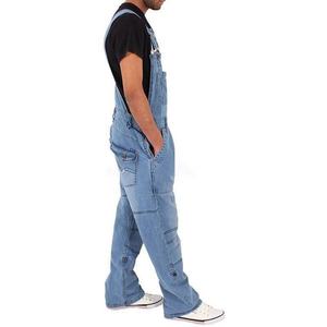 Salopette de travail unisexe pour homme, automne-hiver, taille haute, en denim délavé camouflage, respirante, ample, 100% coton - Product Image 4