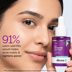 Sérum à 10 % de niacinamide The Derma Co |   Atténue les marques d'acné, contrôle le sébum et réduit les taches brunes |   1,01 fl oz (30 ml) - Product Image 2