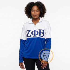 GREEK TREASURES เสื้อผ้าสตรี ZETA PHI BETA แบบสั่งทำพิเศษ สำหรับฤดูใบไม้ร่วง/ฤดูหนาว  ลำลอง  ผ้าฝ้ายปักลายด้านหน้า  ผ้าฟลีซ  เป็นมิตรกับสิ่งแวดล้อม - Product Image 2