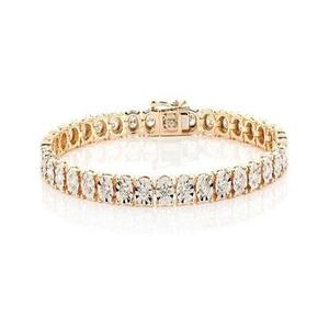Bracelet tennis en or jaune pour femme, diamants ronds taille brillant sertis à griffes, bijou de mariage classique - Product Image 1