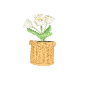 Fleur blanche en gros, fleur au crochet faite à la main, plante en pot, poupée tricotée vietnamienne, fil à tricoter, cadeau, amigurumi, souvenir de vacances - Product Image 2