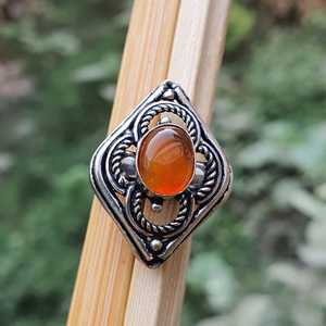 <b>Indian</b> Carnelian <b>Ring</b> Rhombus Ethnic <b>Ring</b> Women Fashion Jewelry Oval Gemstone <b>Ring</b> Handmade Gift For Women - Product Image 1