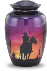 Urna Funeraria para Mascotas con Diseño de Caballo Morado, Urna Grande de Aluminio Personalizable con Acabado Pulido Brillante de Primera Calidad para Cenizas Humanas - Product Image 6