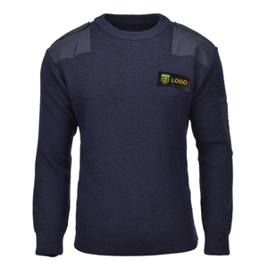 Pulls tactiques <span class=keywords><strong>bleu</strong></span> <span class=keywords><strong>marine</strong></span> avec logo personnalisé et patchs de renforcement tricotés pour les épaules et les coudes – Sécurité et protection - Product Image 2