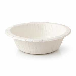 Tazón Redondo de Papel Blanco Desechable de 150 ml con Borde Acanalado, Vajilla Ecológica Biodegradable y Reciclable - Product Image 1