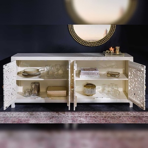 Vandana Modern Elegant Design <b>Sideboard</b> MARRAKESCH 170cm White Mango Wood Handmade with Decoration <b>for</b> <b>Kitchen</b> & Bathroom - Product Image 2