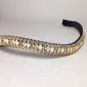 Bandes de sourcils en cuir noir et marron anglais, excellente qualité, peints avec des diamants noirs et des cristaux de nuit - Product Image 2