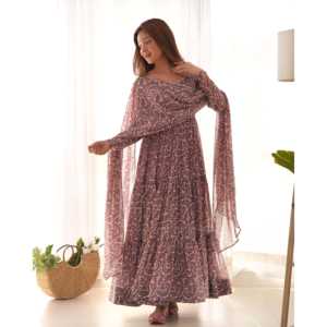 Beautiful Anarkali Gown <b>Set</b> <b>Modest</b> Pent and Dupatta for Parties - Product Image 3