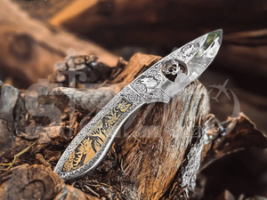 มีดล่าสัตว์เหล็ก D2 แกะสลักด้วยมือแบบ OEM พร้อมปลอกหนัง สำหรับตั้งแคมป์ กิจกรรมกลางแจ้ง และพกพาประจำวัน - Product Image 6