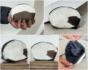 Porte-monnaie en cuir de vachette véritable fait main de qualité supérieure, nouveau cuir à poils, pochette zippée souple, petit portefeuille pour usage quotidien féminin - Product Image 3